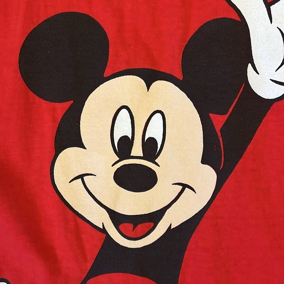 VTG 90’s Disney Store Mickey Mouse Sleep T-Shirt Red Cotton Single Stitch USA OS - Picture 6 of 16